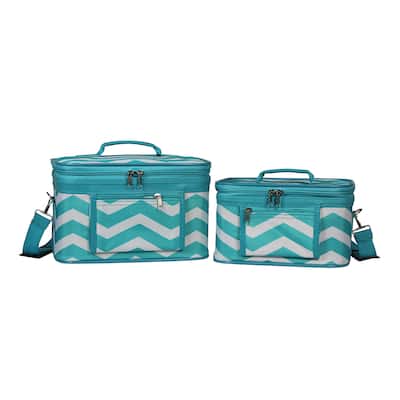 World Traveler Chevron 2-Piece Train Cosmetic Case Set