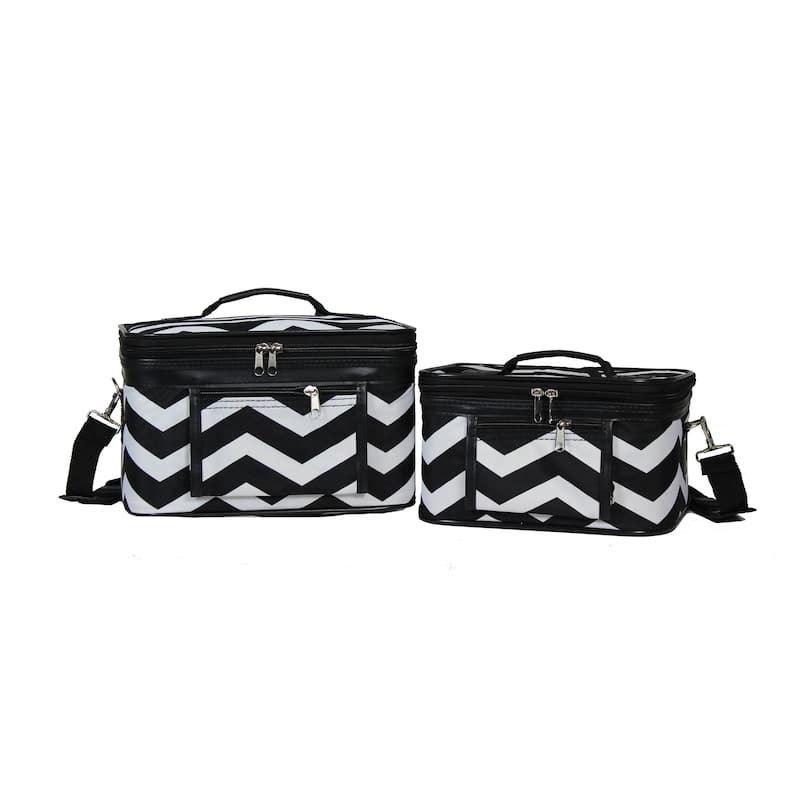 World Traveler Chevron 2-Piece Train Cosmetic Case Set
