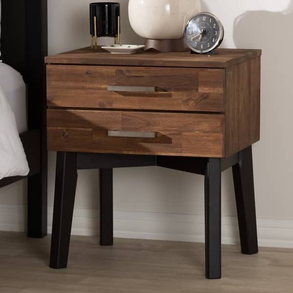 Shop Mid Century Brown 2 Drawer Nightstand By Baxton Studio Overstock 19503081