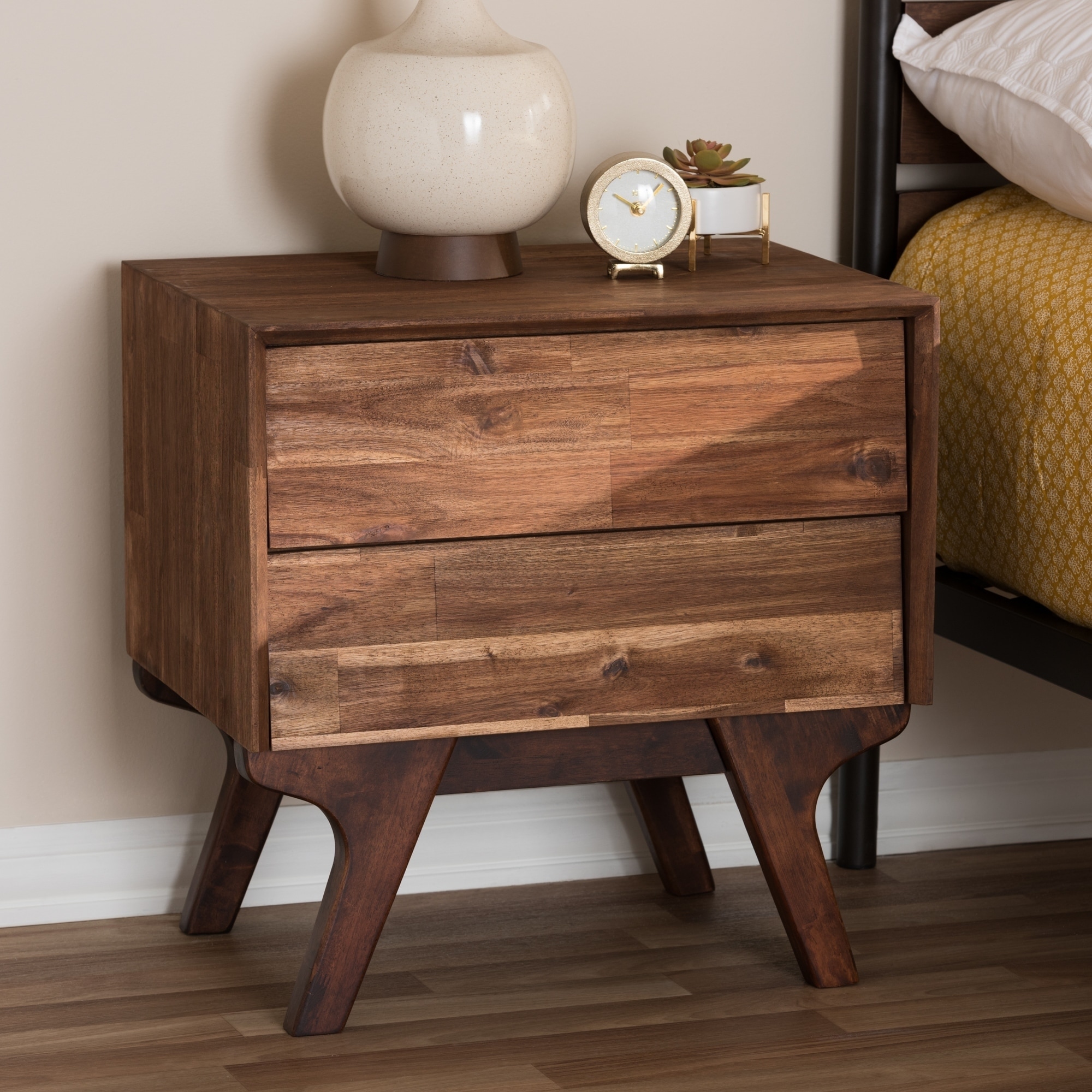 Shop Carson Carrington Logten Mid-century Brown 2-drawer Nightstand