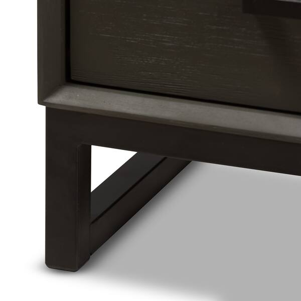 Shop Rustic Grey Wood And Black Metal 2 Drawer Nightstand By