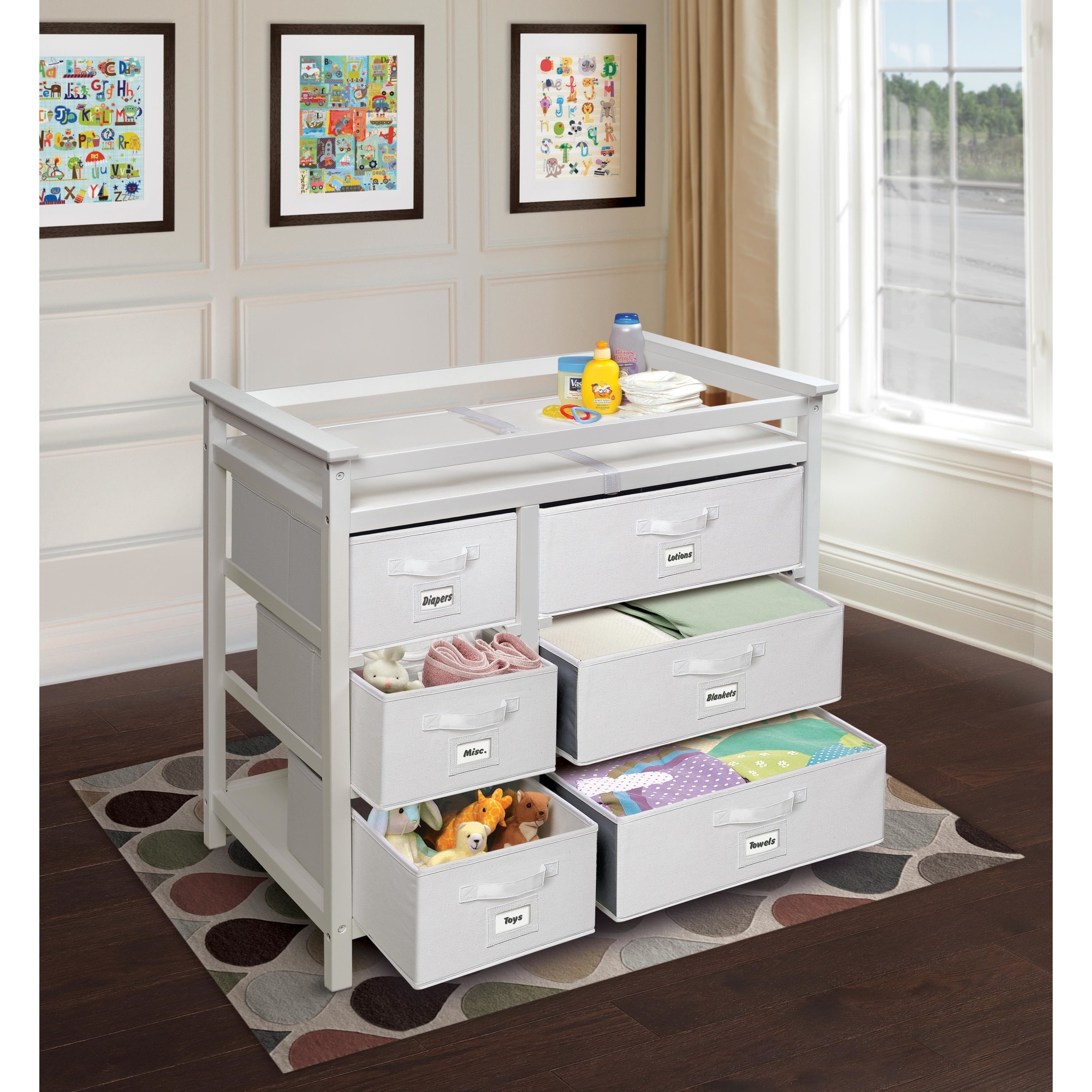 Shop Modern Baby Changing Table With Six Baskets Overstock