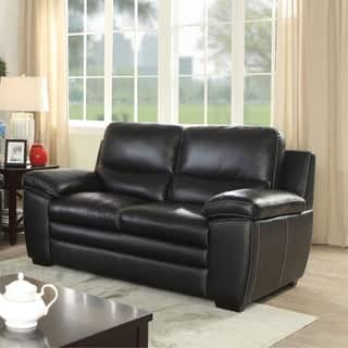 The Best Deals On All Furniture Of America Products Furniture Of America Lancet Contemporary Black Top Grain Leather Match Loveseat