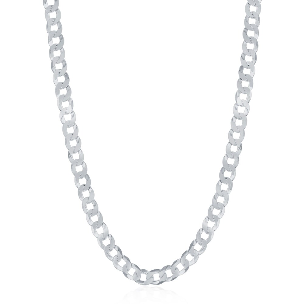 Sterling Silver Italian Chain Necklace 6.4mm 180 Gage Beveled Curb Sterling Silver Italian Chain Necklace 6.4mm 180 Gage Beveled Curb