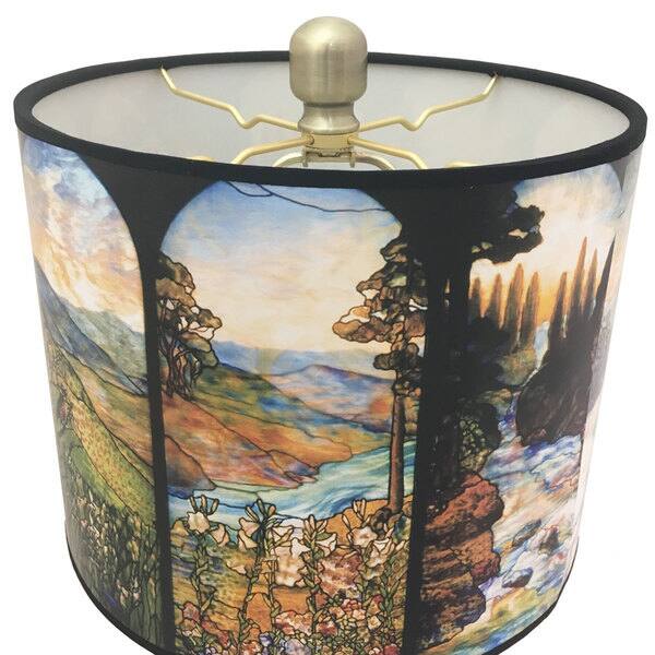 Royal Designs Antique Brass Lamp With Seasons Stained Glass Lamp Shade Overstock