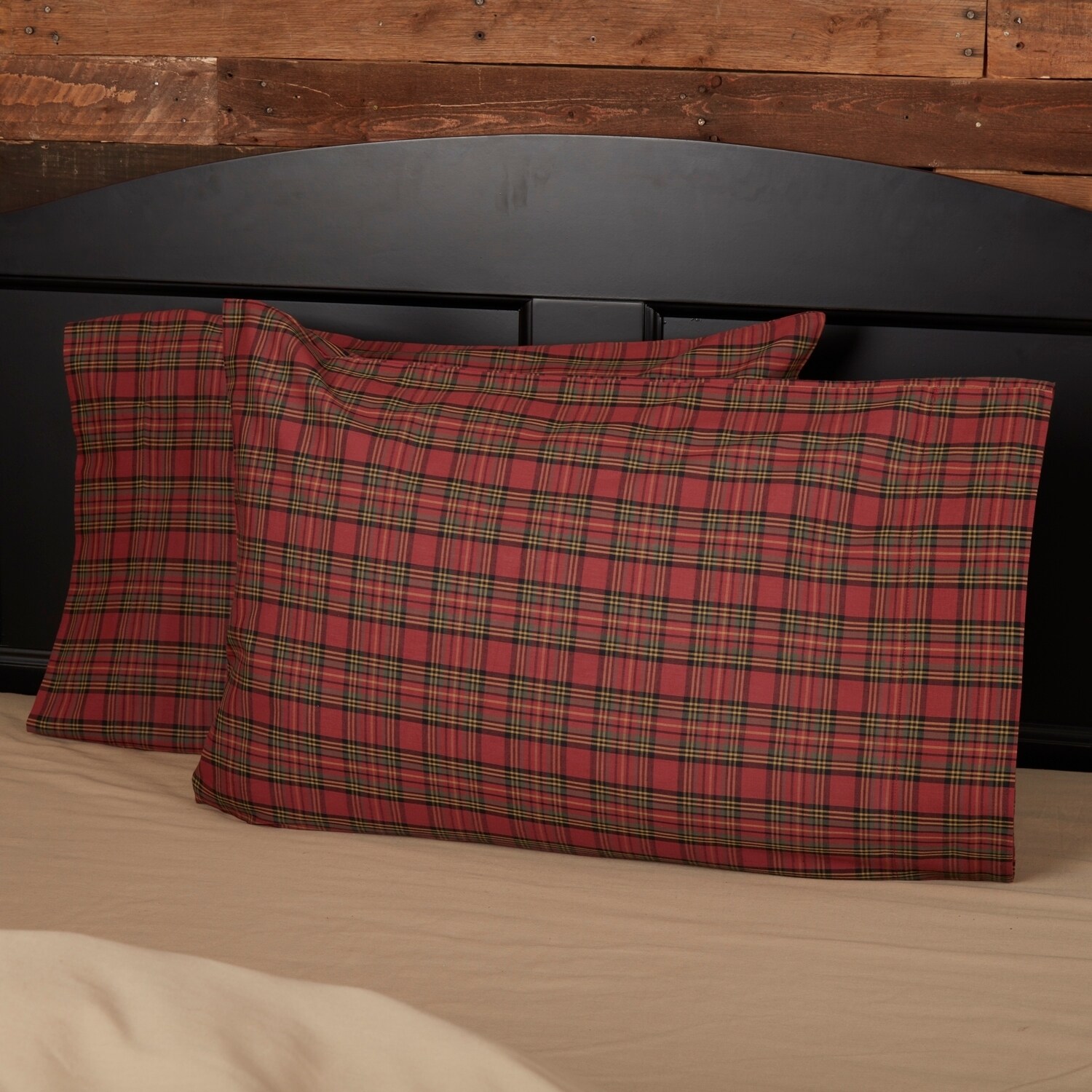 Shop Red Rustic Bedding Vhc Tartan Red Plaid Pillow Case Set Of 2