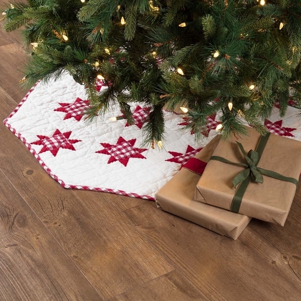 Renewed VHC Brands Christmas Decor-Velvet Holiday Tree Skirt Red