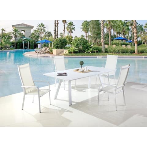 Somette Melbourne High Back Outdoor Aluminum Chair with Sling Seat (Set of 2)