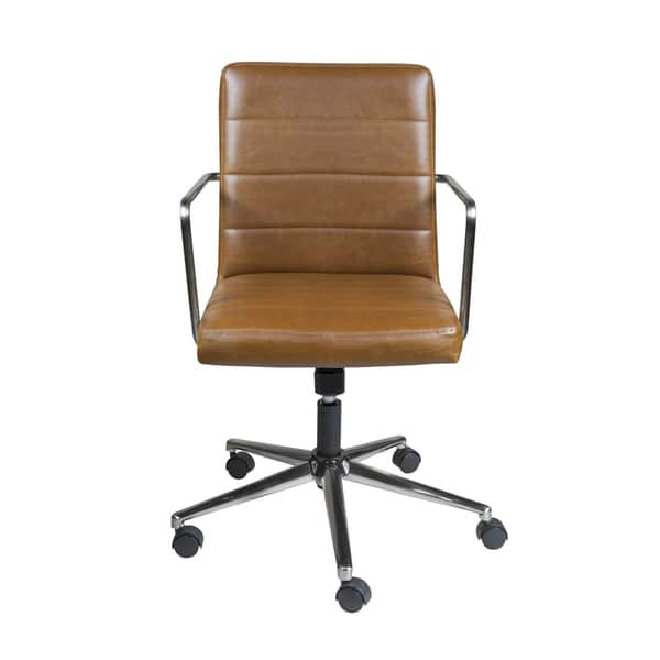 Leander Low Back Office Chair with Brushed Nickel Base