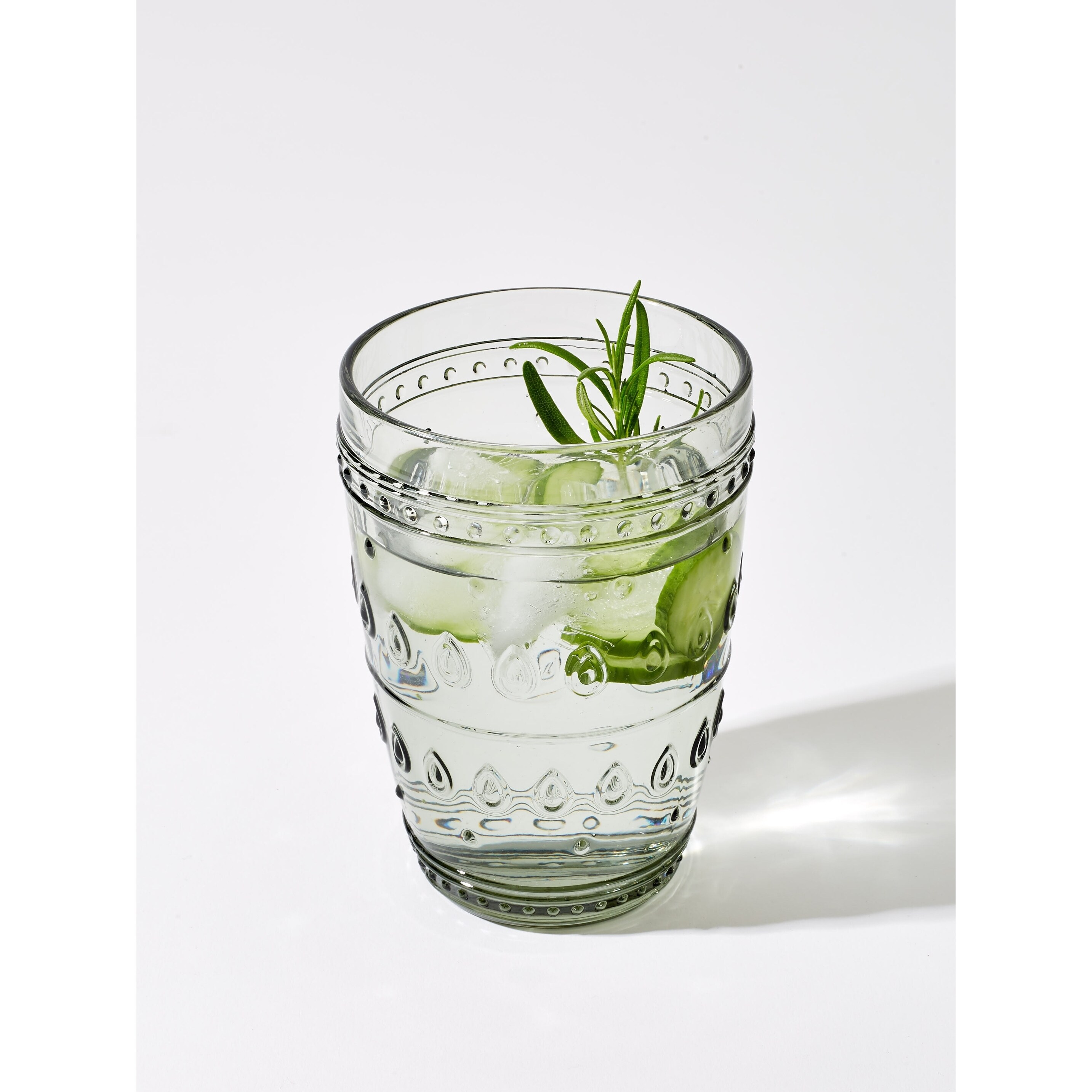 Euro Ceramica Fez Glassware Collection Highball Glasses Set of 4 14oz Clear