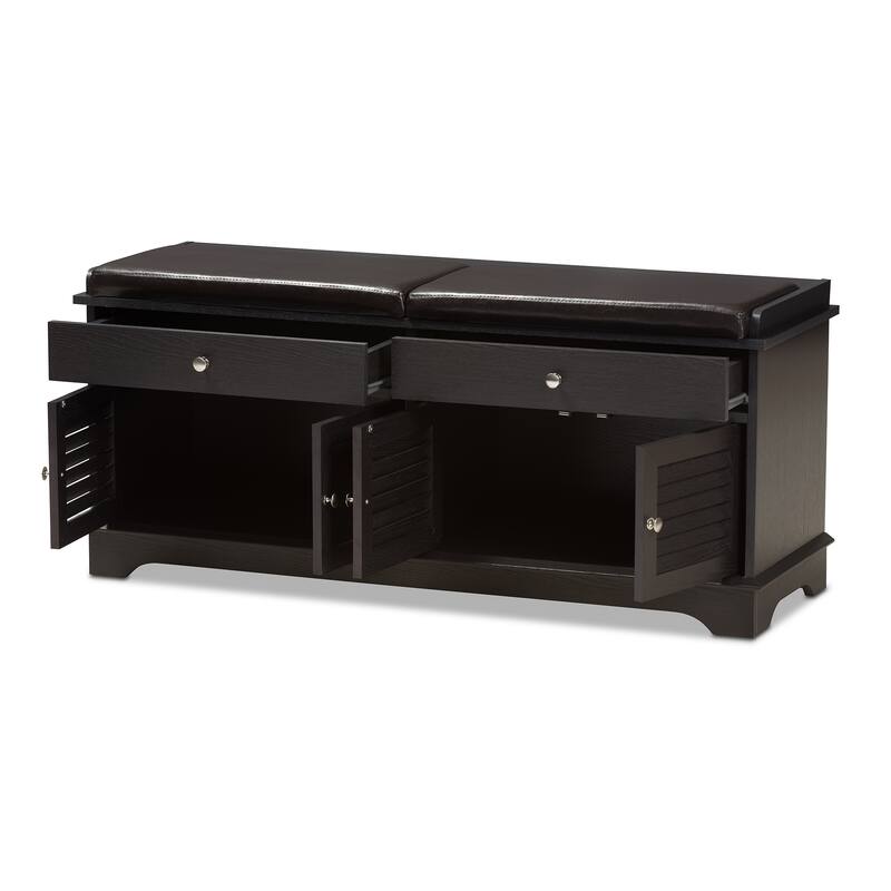 Contemporary Dark Brown 2-Drawer Shoe Storage Bench by Baxton Studio