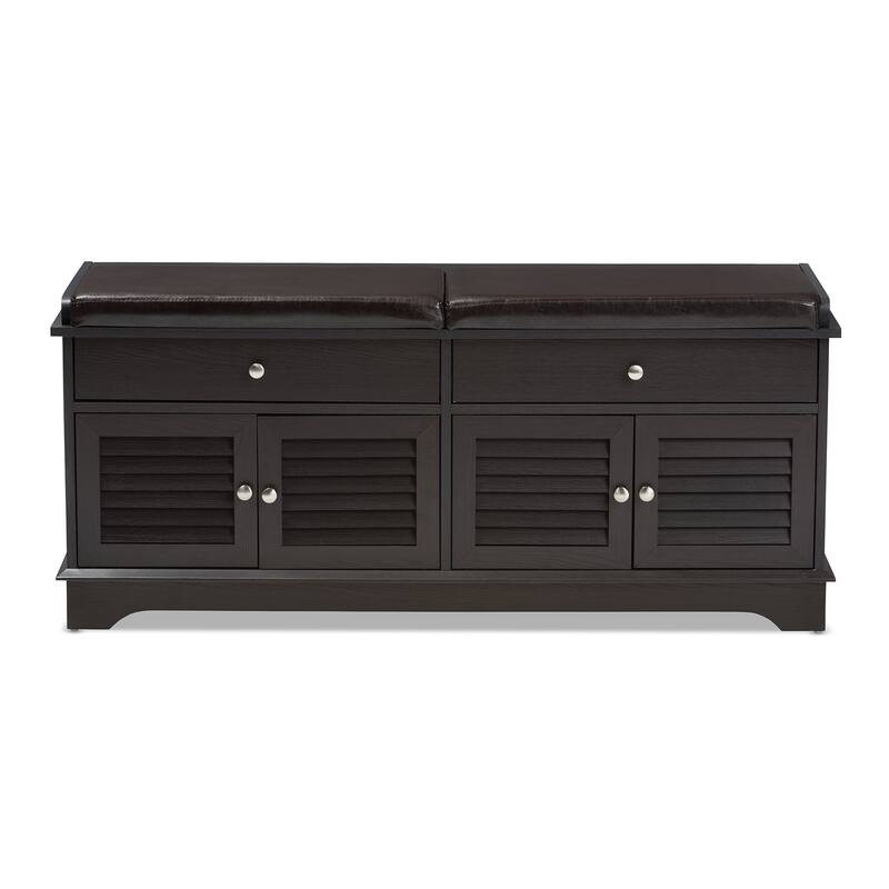 Contemporary Dark Brown 2-Drawer Shoe Storage Bench by Baxton Studio