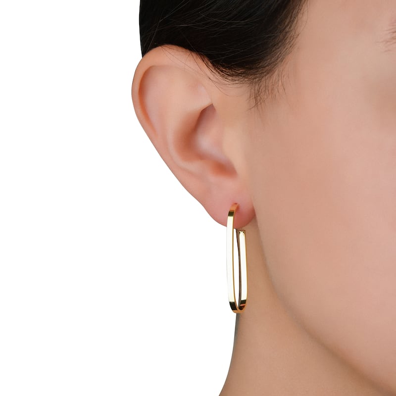 Fremada Italian 14k Yellow Gold Oblong Open Hoop Earrings