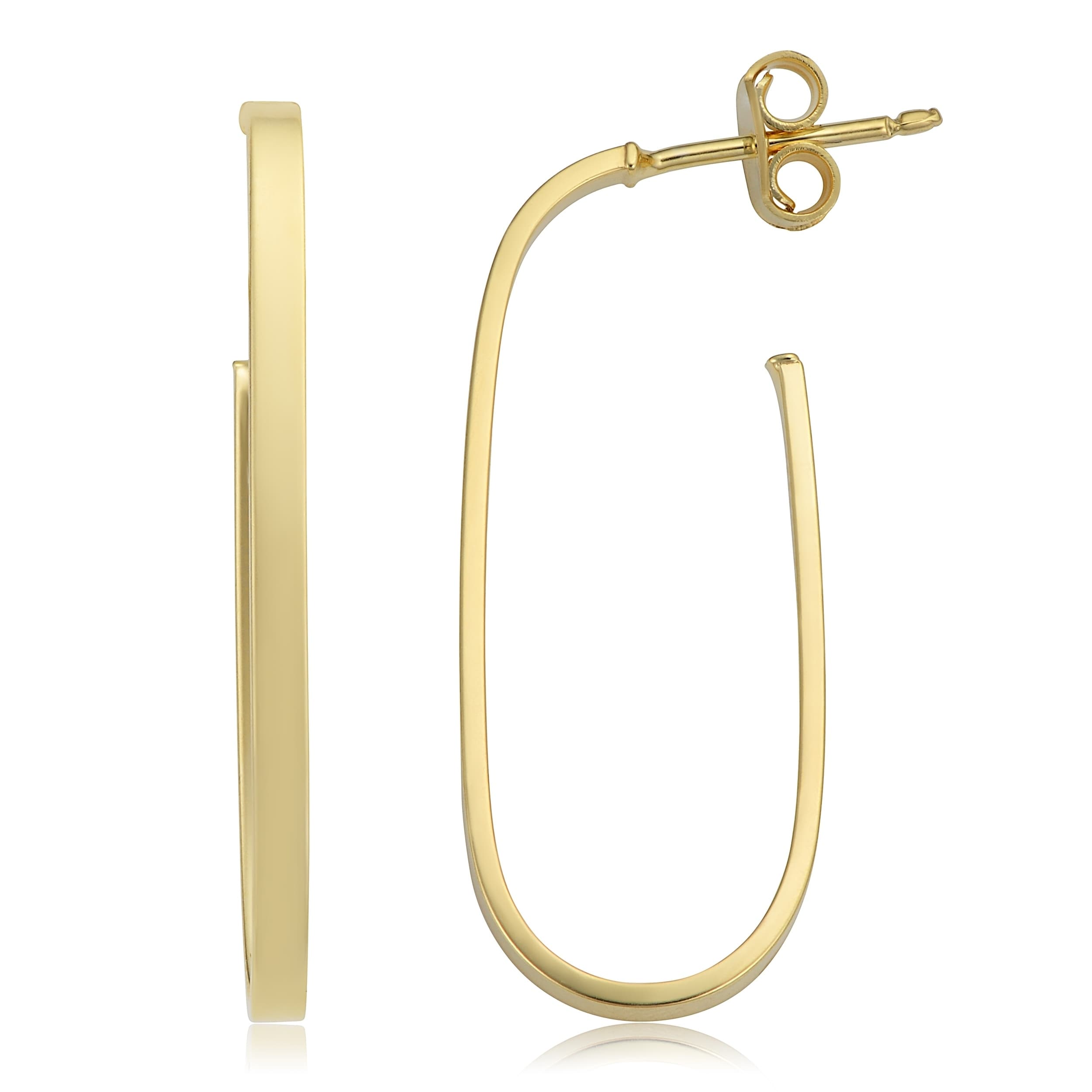 Au Naturale Italian 14k Yellow Gold Oblong Open Hoop Earrings