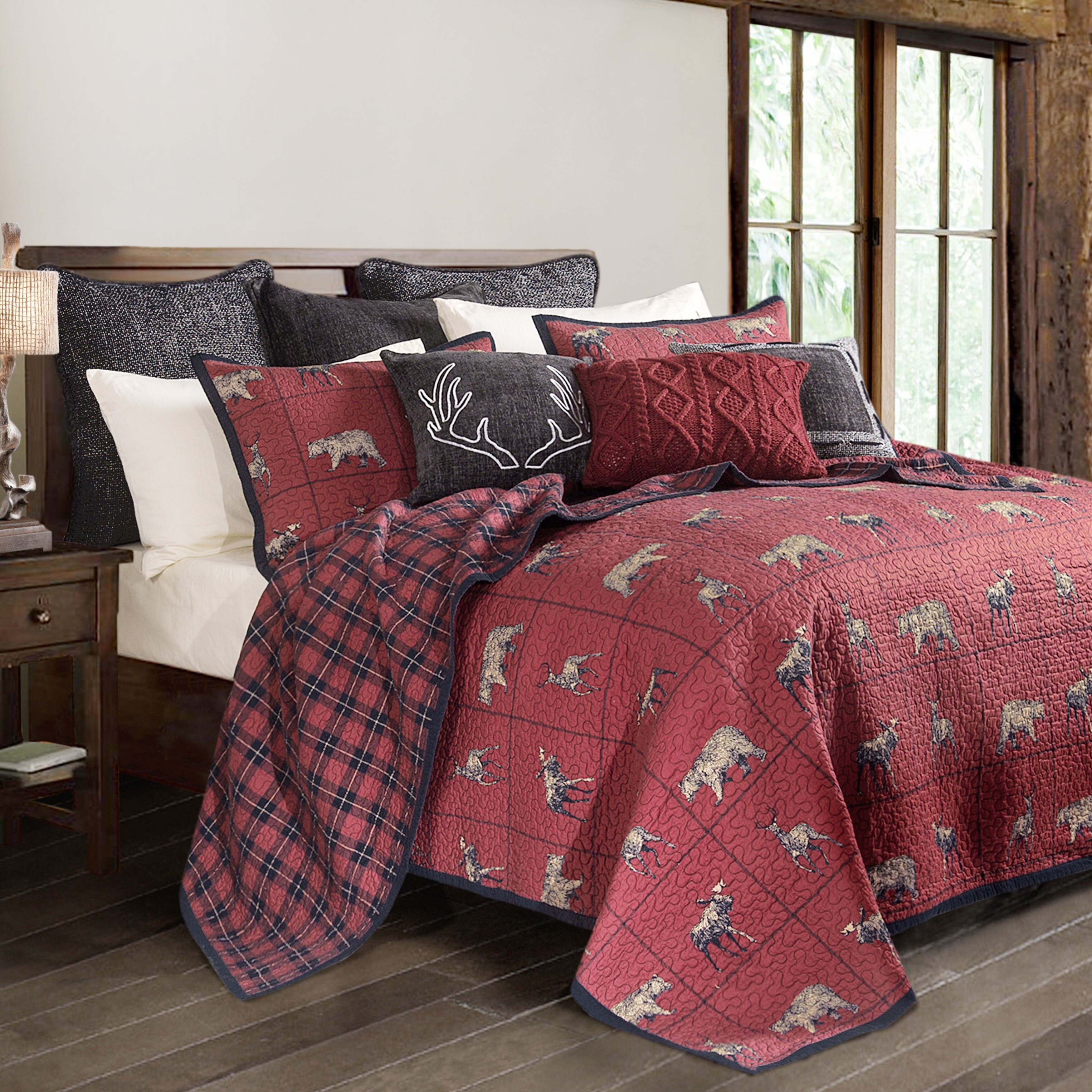 Shop 3 Pc Woodland Plaid Quilt Set Full Queen Multi Free