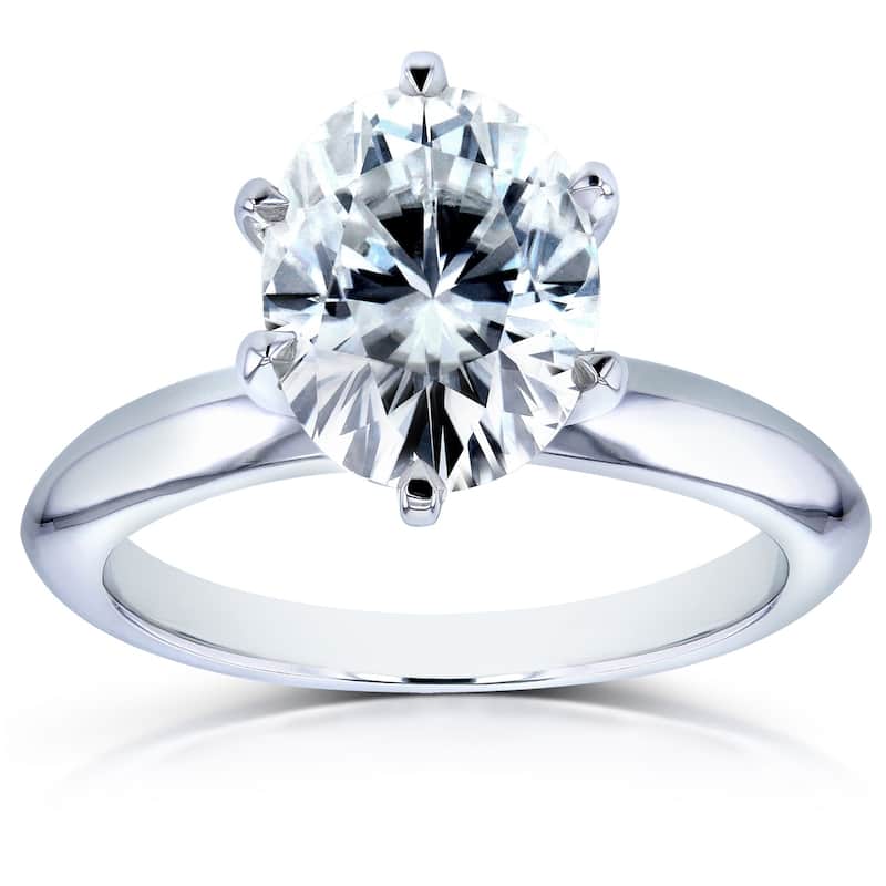 Annello by Kobelli 14k Gold 2 1/10ct Oval Forever One (D-F) Moissanite Solitaire Engagement Ring (DEF/VS)