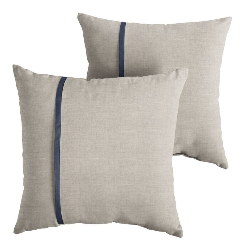 Sorra Home Sunbrella Cast Silver and Spectrum Indigo Small Flange Indoor/ Outdoor Square Pillow, Set of 2