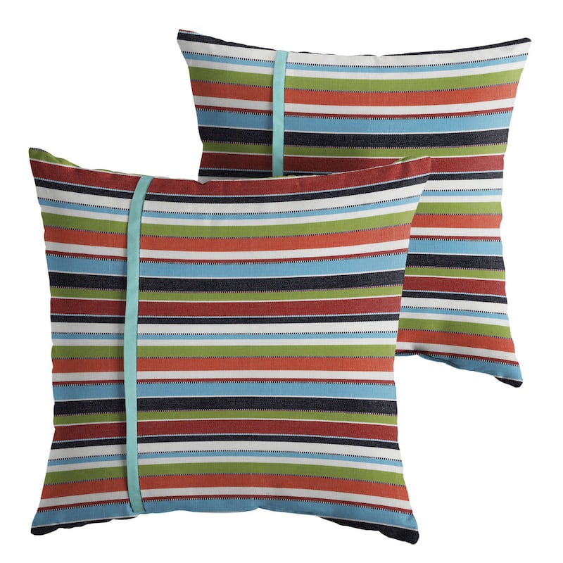 Humble + Haute Sunbrella Carousel Confetti and Canvas Aruba Small Flange Indoor/ Outdoor Square Pillow, Set of 2