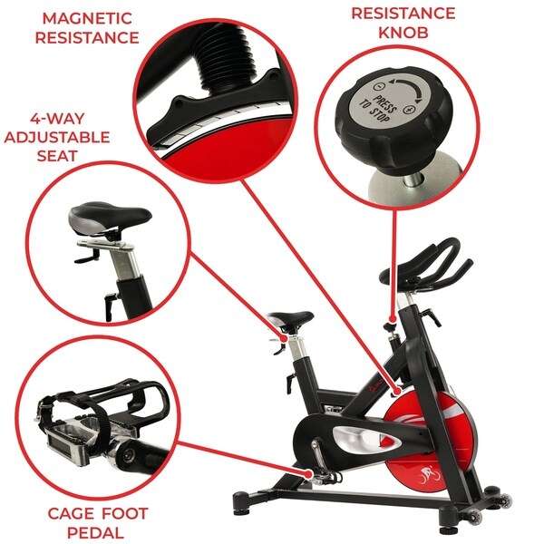 sunny health & fitness evolution pro magnetic belt drive indoor cycling bike