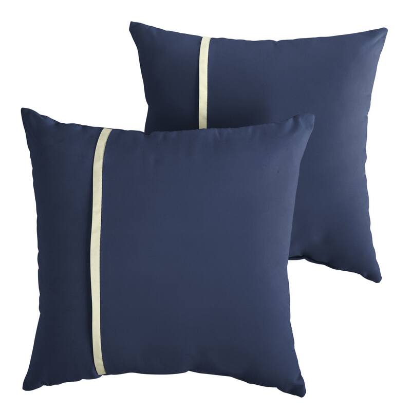 Humble + Haute Sunbrella Canvas Navy and Canvas Natural Small Flange Indoor/ Outdoor Square Pillow, Set of 2