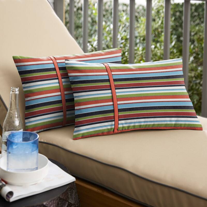 Sunbrella Carousel Confetti Stripe Indoor/Outdoor Lumbar Pillow (Set of 2)