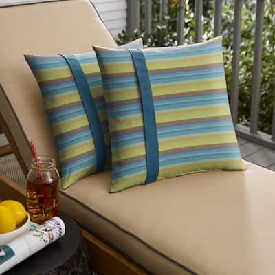 Sunbrella Astoria Lagoon Stripe and Spectrum Peacock Pillow (Set of 2)