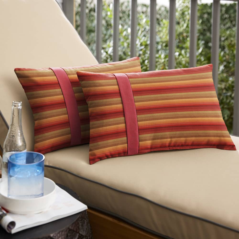 Sunbrella Astoria Sunset Stripe Indoor/Outdoor Lumbar Pillow (Set of 2)