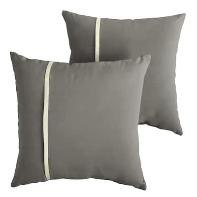Humble + Haute Sunbrella Canvas Charcoal and Canvas Natural Small Flange Indoor/ Outdoor Square Pillow, Set of 2