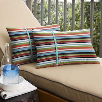 Sunbrella Carousel Confetti Stripe Indoor/Outdoor Lumbar Pillow (Set of 2)