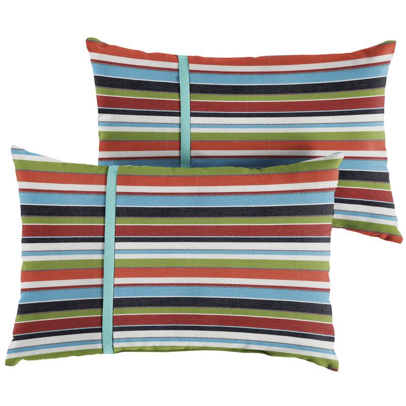 Sunbrella Carousel Confetti Stripe Indoor/Outdoor Lumbar Pillow (Set of 2)