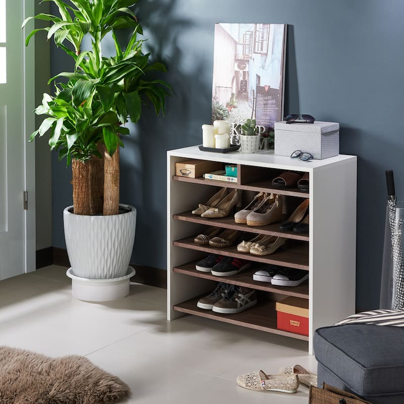 Tosh Contemporary Brown Rectangular 6-shelf Shoe Cabinet by Furniture of America