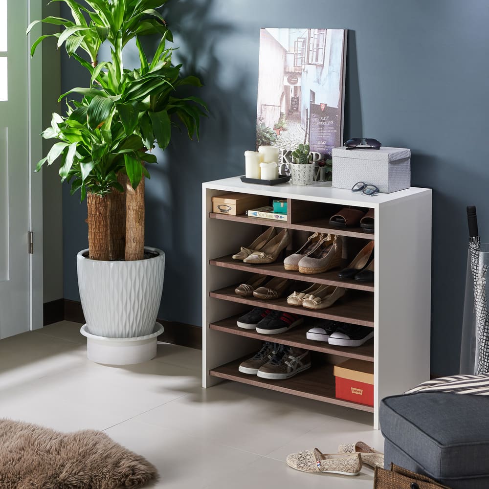 Tosh Contemporary Brown Rectangular 6-shelf Shoe Cabinet by Furniture of America