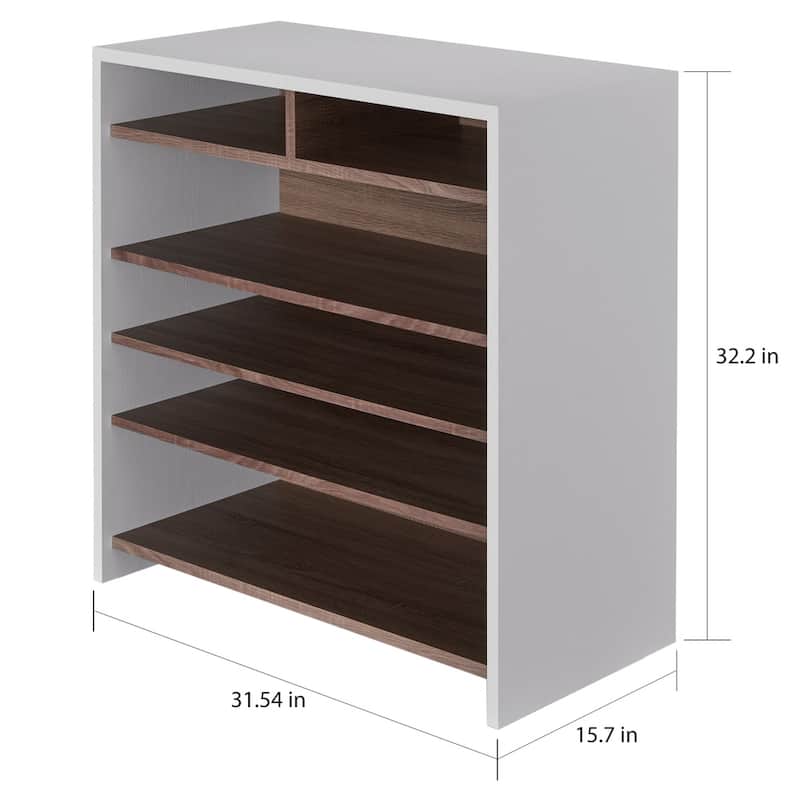Tosh Contemporary Brown Rectangular 6-shelf Shoe Cabinet by Furniture of America