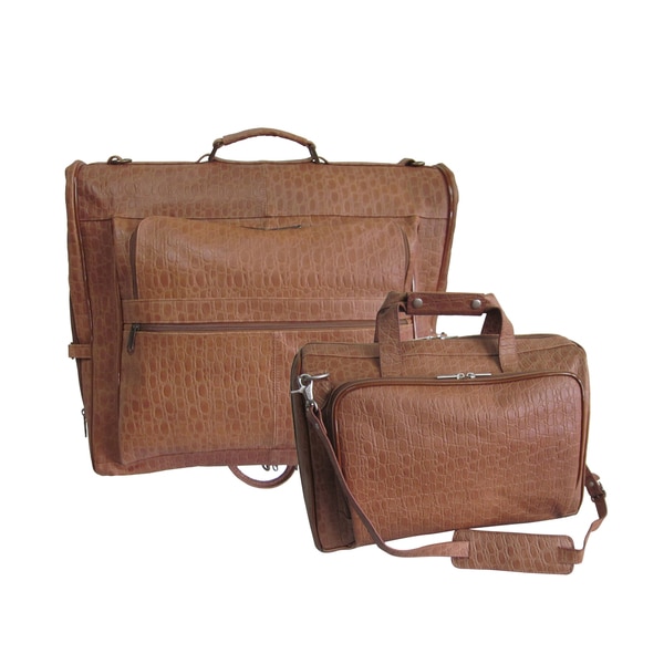 Shop Amerileather Brown Pebble-Print Leather 2-piece Garment Bag/Business Tote Bag Luggage Set ...