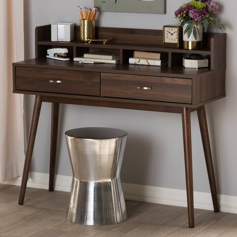 Mid-Century Brown 2-Drawer Desk by Baxton Studio