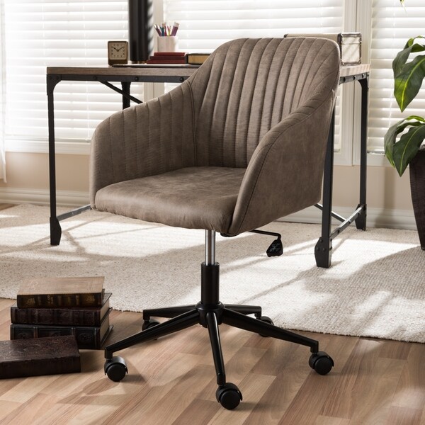 Shop Mid-Century Brown Fabric Office Chair by Baxton Studio - Free