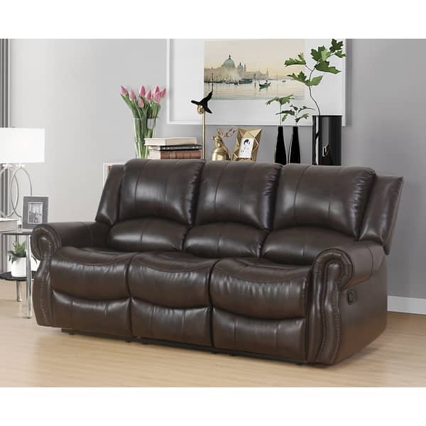 Shop Abbyson Bradford Brown Faux Leather Reclining Sofa Shop Abbyson Bradford Brown Faux Leather Reclining Sofa