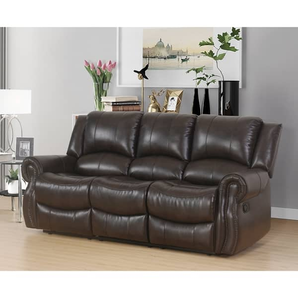 Shop Abbyson Bradford Brown Faux Leather Reclining Sofa