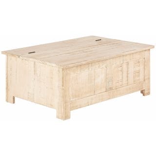 Scandinavian Living Marilyn Cream Wood Distressed Rectangular Trunk Table