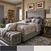Marion Nailhead Wingback Tufted Upholstered Bed By Inspire Q Bold Marion Nailhead Wingback Tufted Tall Headboard Bed By Inspire Q Bold