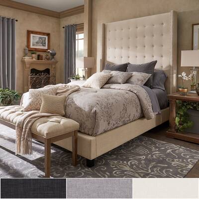 Marion Nailhead Wingback Tufted 84-Inch High Headboard Platform Bed by iNSPIRE Q Bold