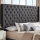 preview thumbnail 10 of 18, Naples Button-tufted Wingback Headboard only by iNSPIRE Q Artisan Tall 65" Dark Grey King Headboard