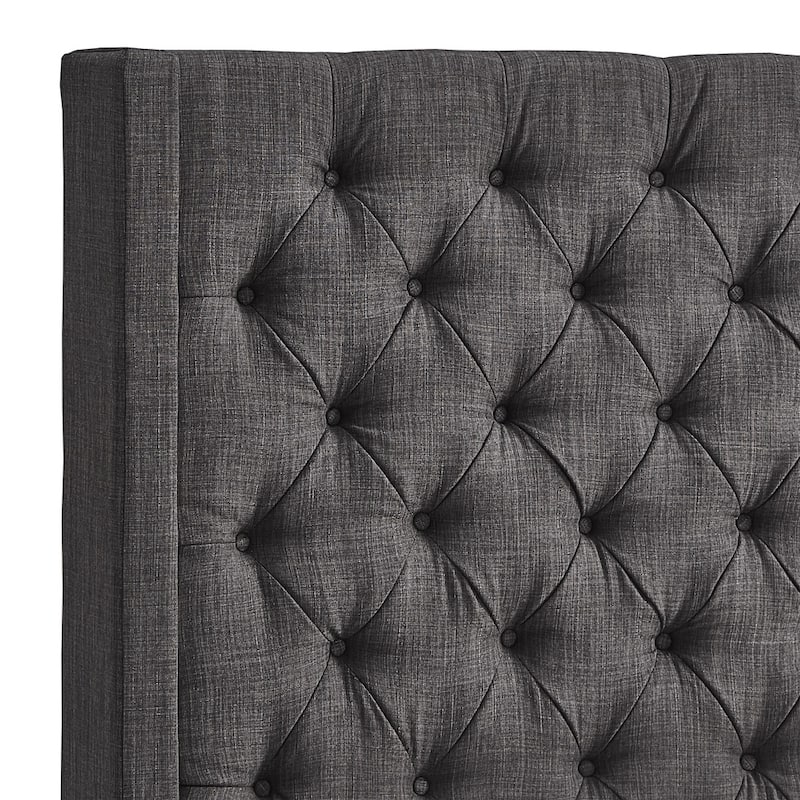 Naples Wingback Button Tufted Tall Headboard Platform Bed by iNSPIRE Q Artisan