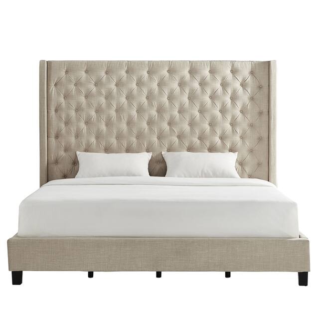 Naples Wingback Button Tufted Tall Headboard Bed By Inspire Q Artisan Overstock 19511636 