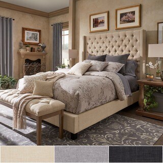 Naples Wingback Button Tufted Tall Headboard Bed by iNSPIRE Q Artisan