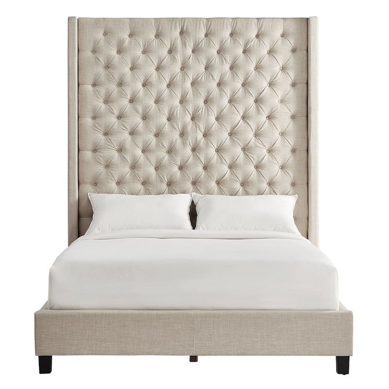 Naples Wingback Button Tufted 84-inch Headboard Platform Bed by iNSPIRE Q Artisan