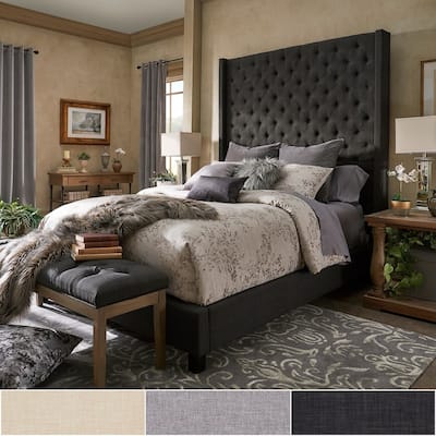 Naples Wingback Button Tufted 84-inch Headboard Platform Bed by iNSPIRE Q Artisan