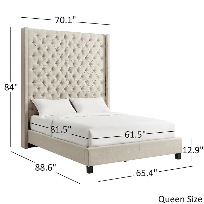 Naples Wingback Button Tufted 84-inch Headboard Platform Bed by iNSPIRE Q Artisan