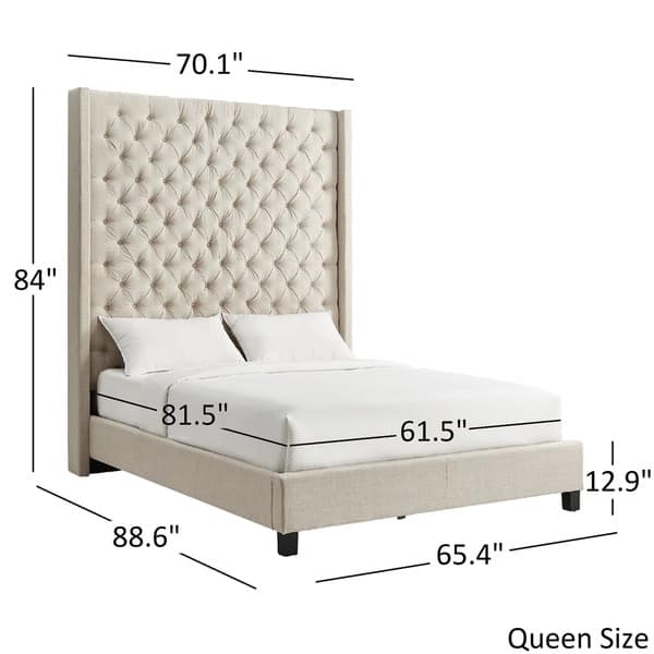 Naples Wingback Button Tufted 84 Inch Headboard Platform Bed By Inspire Q Artisan On Sale 