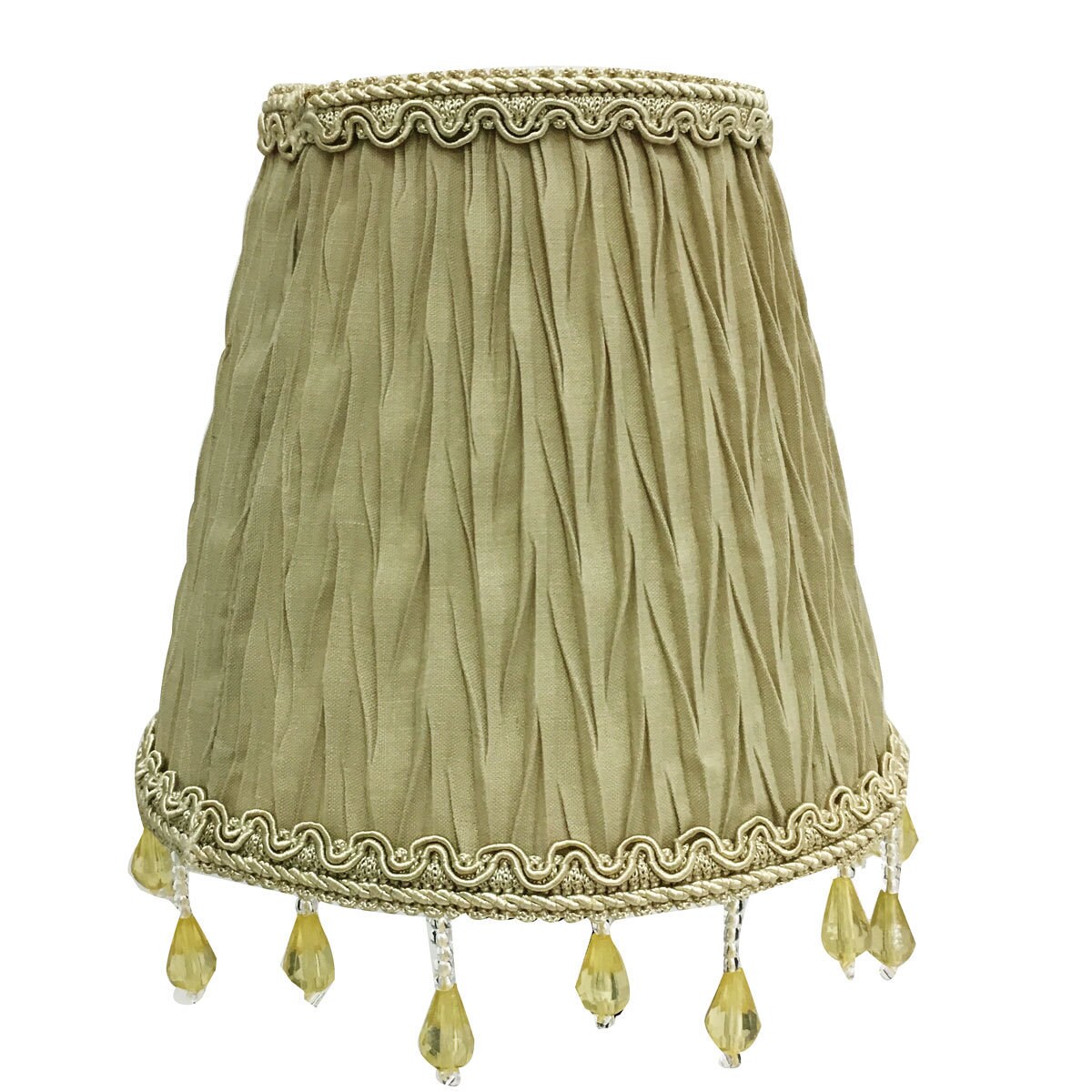 Royal Designs Chandelier Lamp Shade - 3" x 5" x 4.5" - Ruche Pleated Empire - Antique Gold - Clip-On (Single) - Chandeliers For Bedrooms by Overstock.com
